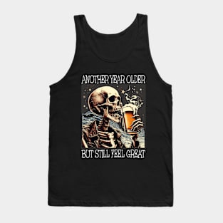 Birthday Mens Beer Drinking Skeleton Tank Top